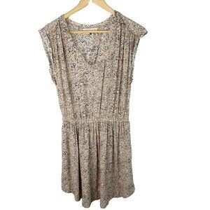 Rebecca Taylor Dress Size 6 Rayon Popover Floral Short Sleeve Open Back Pockets